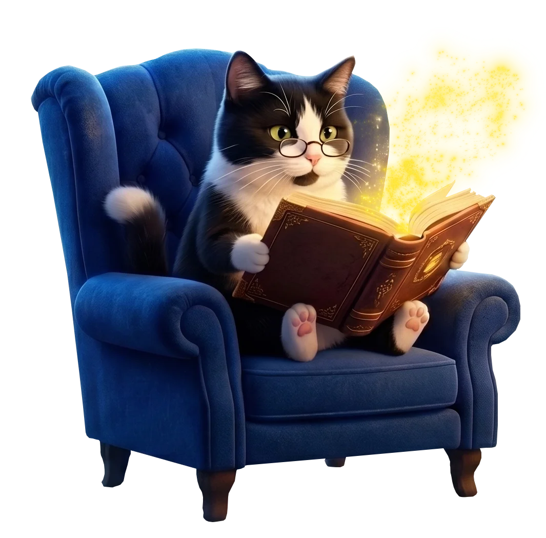 Котофей читает книгу